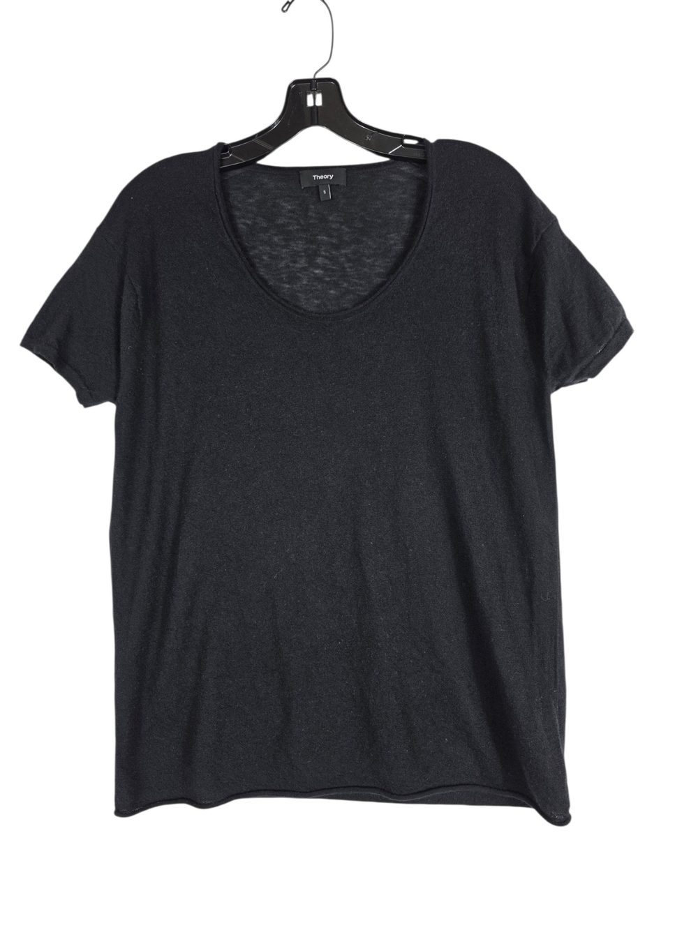 Theory Cashmere Double trip Basic Classic Black Short-Sleeve Scoop Neck Tee